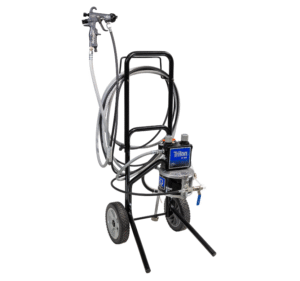 Ensemble de pulvérisation en acier inoxydable Triton, montage sur chariot, régulateur de 100 psi, alimentation par aspiration, tuyaux air et produit, pistolet AirPro HVLP, buse de 1,4 mm (0,055″) pour applications en métallurgie