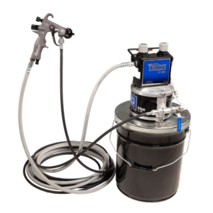 Ensemble de pulvérisation en acier inoxydable Triton, montage sur seau, régulateur de 100 psi, alimentation par aspiration, tuyaux air et produit, pistolet AirPro Compliant, buse de 1,4 mm (0,055″) pour applications en métallurgie