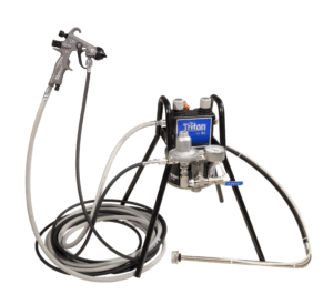 Ensemble de pulvérisation en aluminium Triton, montage sur pied, alimentation par aspiration, tuyaux air et produit, pistolet AirPro pneumatique, buse de 1,4 mm (0,055″) pour applications en métallurgie