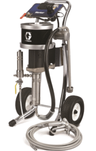 Ensemble de pulvérisation Airless Merkur 45:1 montage sur chariot, trémie 1,5 gallon pistolet XTR-5, buse 519 XHD, flexible à fluide de 7,6 m, filtre pour fluide, vanne de vidange