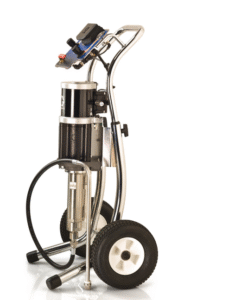 Pack airless Merkur 30:1, débit 4,5 l/min (1,2 gpm), montage sur chariot, pistolet XTR-5, commandes d’air de la pompe, tuyau d’alimentation du pistolet, filtre à fluide, DataTrak