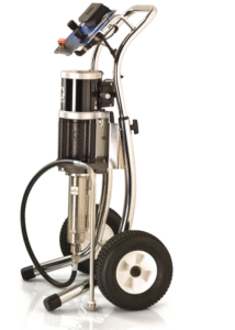 Pompe Merkur 30:1, débit de fluide de 4,5 l/min (1,2 gpm), montage sur chariot, commandes d’air de la pompe, tuyau d’aspiration